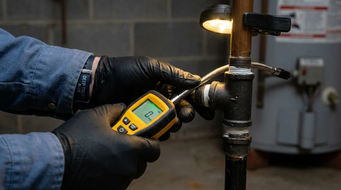 Gas leak detection with electronic sniffer by Johns Plumbing LLC in San Bernardino